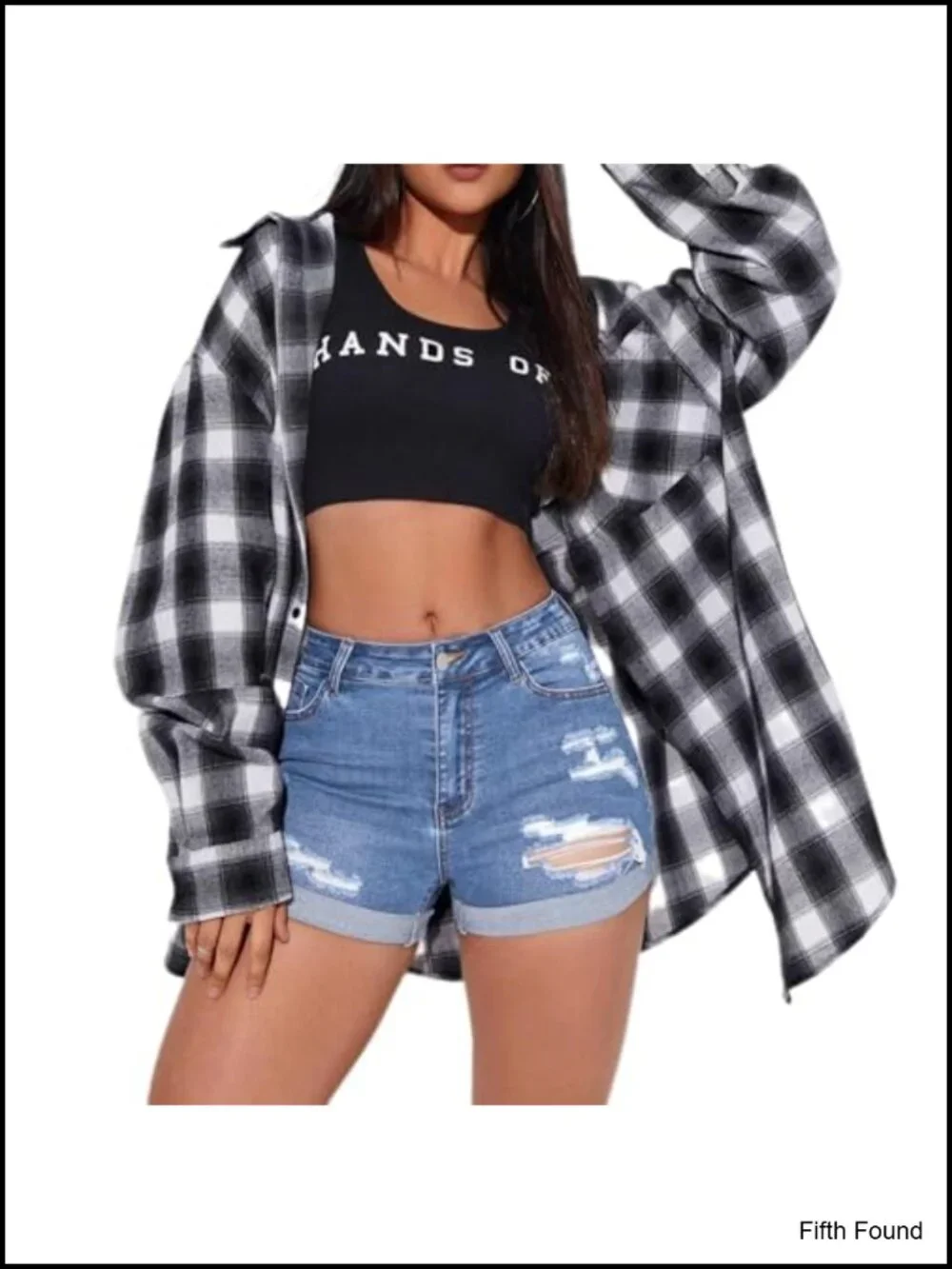 Mid Rise Ripped Stretchy Denim Shorts Folded Hem Distressed Jean Shorts